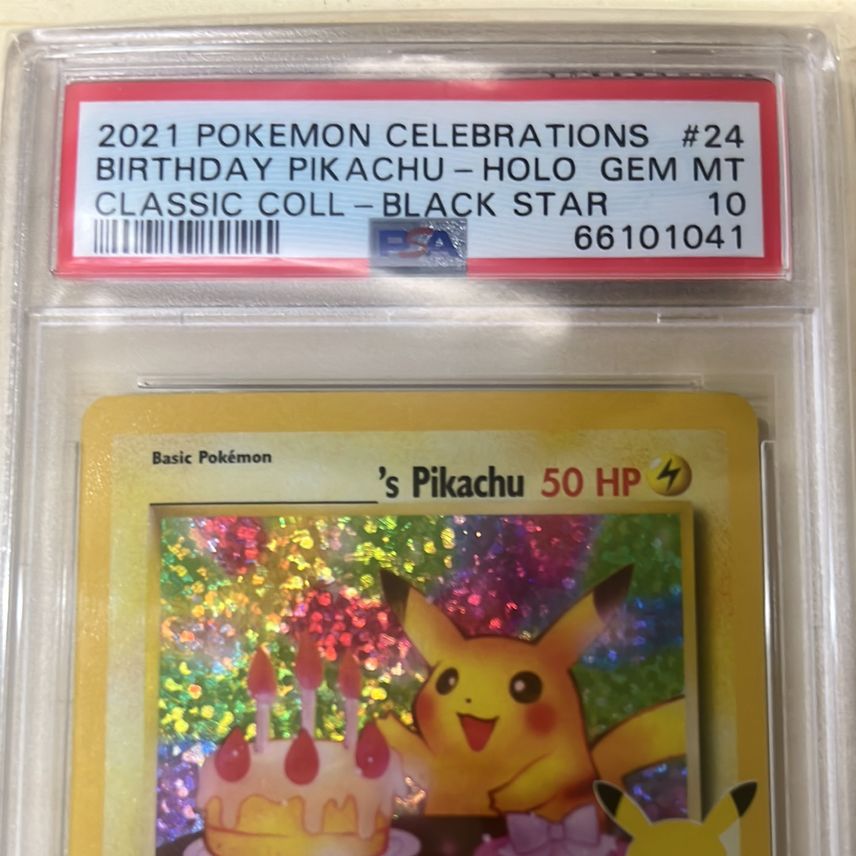 pokemon celebrations pikachu birthday card 2021 Celebrations: Classic Collection _____'s #24 PSA Common Lands Birthday Pikachu-Holo 2021 Pokmon Celebrations