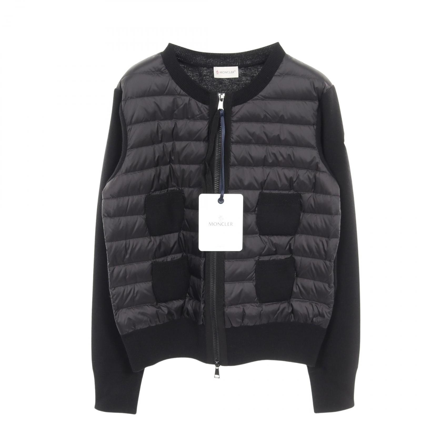 モンクレール MONCLER カーディガン ダウンジャケット 衣料品 アウター ナイロン ウール レディース ブラック系 9B51000A9018999L 【新品】
