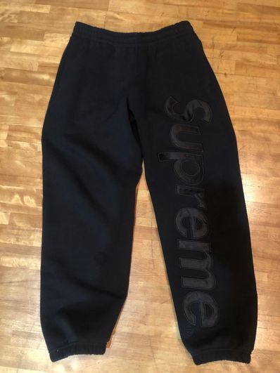 Supreme Satin Applique Sweatpant (23FW) "Black"
