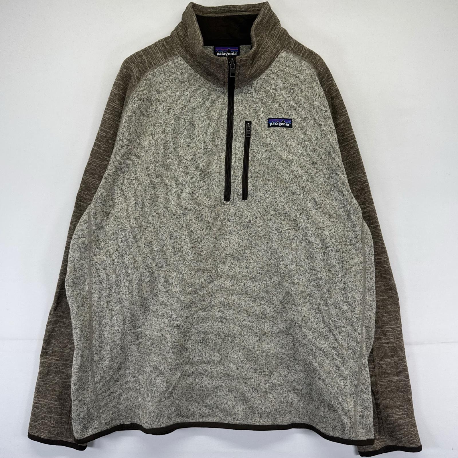 古着 パタゴニア patagonia ニット ハーフジップ ベターセーター フリース アウトドア ワンポイント 2XL  ベージュ系 ツートン メンズ