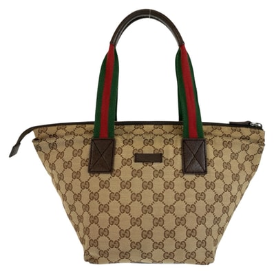 GUCCI グッチ シェリーライン ベージュ ブラウン GGキャンバス トートバッグ ハンドバッグ 604195 【中古】