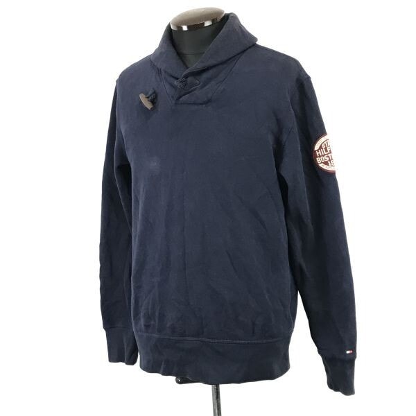 TOMMY HILFIGER/トミーヒルフィガー★ショールカラートレーナー/裏起毛【メンズM/紺/navy】スウェット/プルオーバー/Tops/Shirts◆TBH810