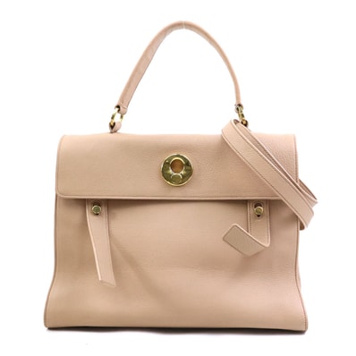 サンローラン SAINT LAURENT ハンドバッグ ショルダーバッグ ミューズトゥ レザー ピンクベージュ レディース【中古】 r10941g