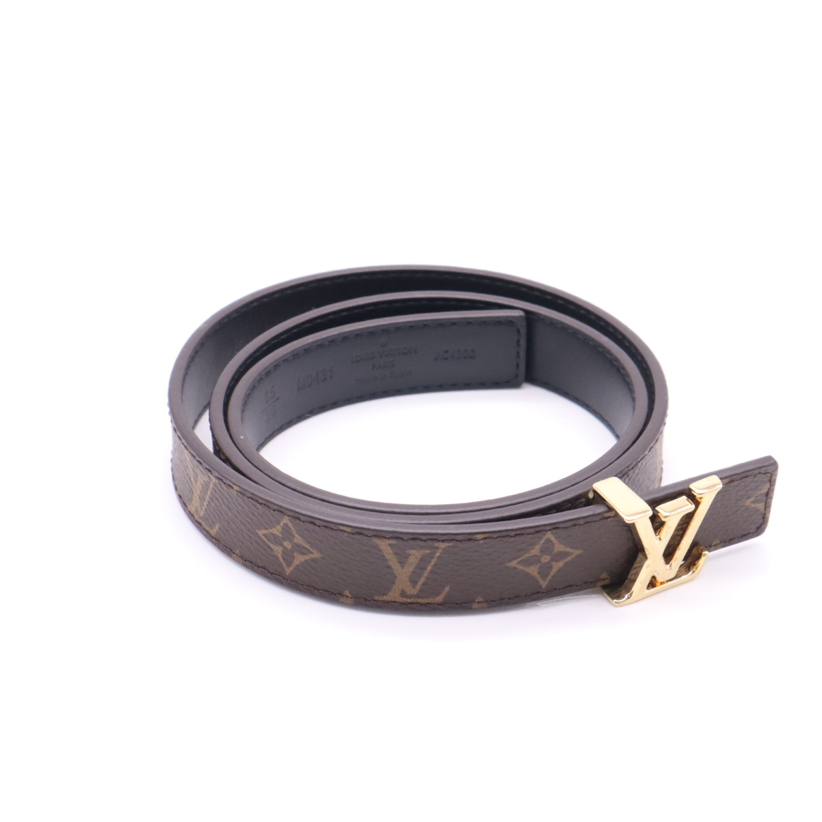 美品 LOUIS VUITTON ルイ・ヴィトン モノグラム ベルト LV アイコニック 20MM リバーシブル 65 M0431 ベルト ブラウン ブラック コーティングキャンバス レザー レディース