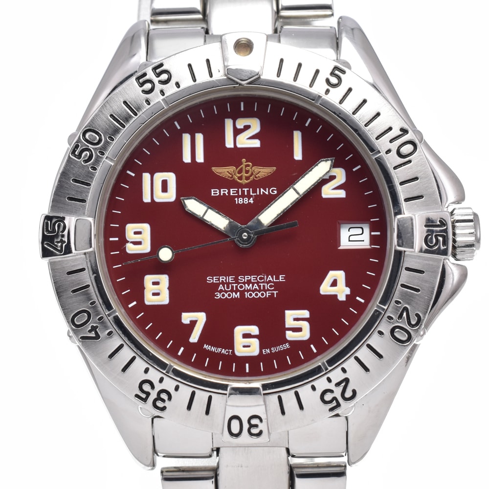 ブライトリング BREITLING A17035 コルト オーシャン デイト ボルドー 自動巻き メンズ 良品 腕時計 C#149518