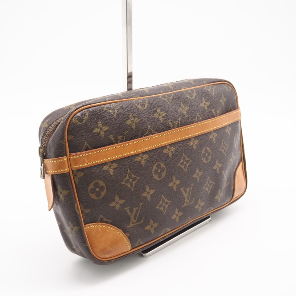 LOUIS VUITTON ルイ・ヴィトン モノグラム コンピエーニュ28 M51845 セカンドバッグ ブラウン コーティングキャンバス レザー メンズ
