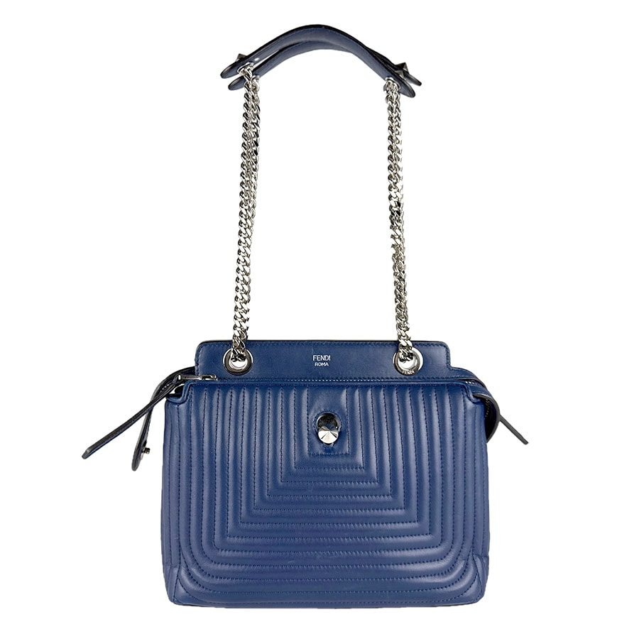 フェンディ FENDI ショルダーバッグ ドットコム レザー ネイビー レディース 8BN299-U9M【中古】 z8881