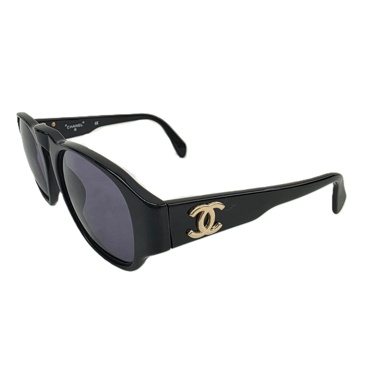 CHANEL シャネル ココマーク ゴールド金具 ウェリントン サングラス 01452 94305 プラスチック ブラック  レディース【中古】