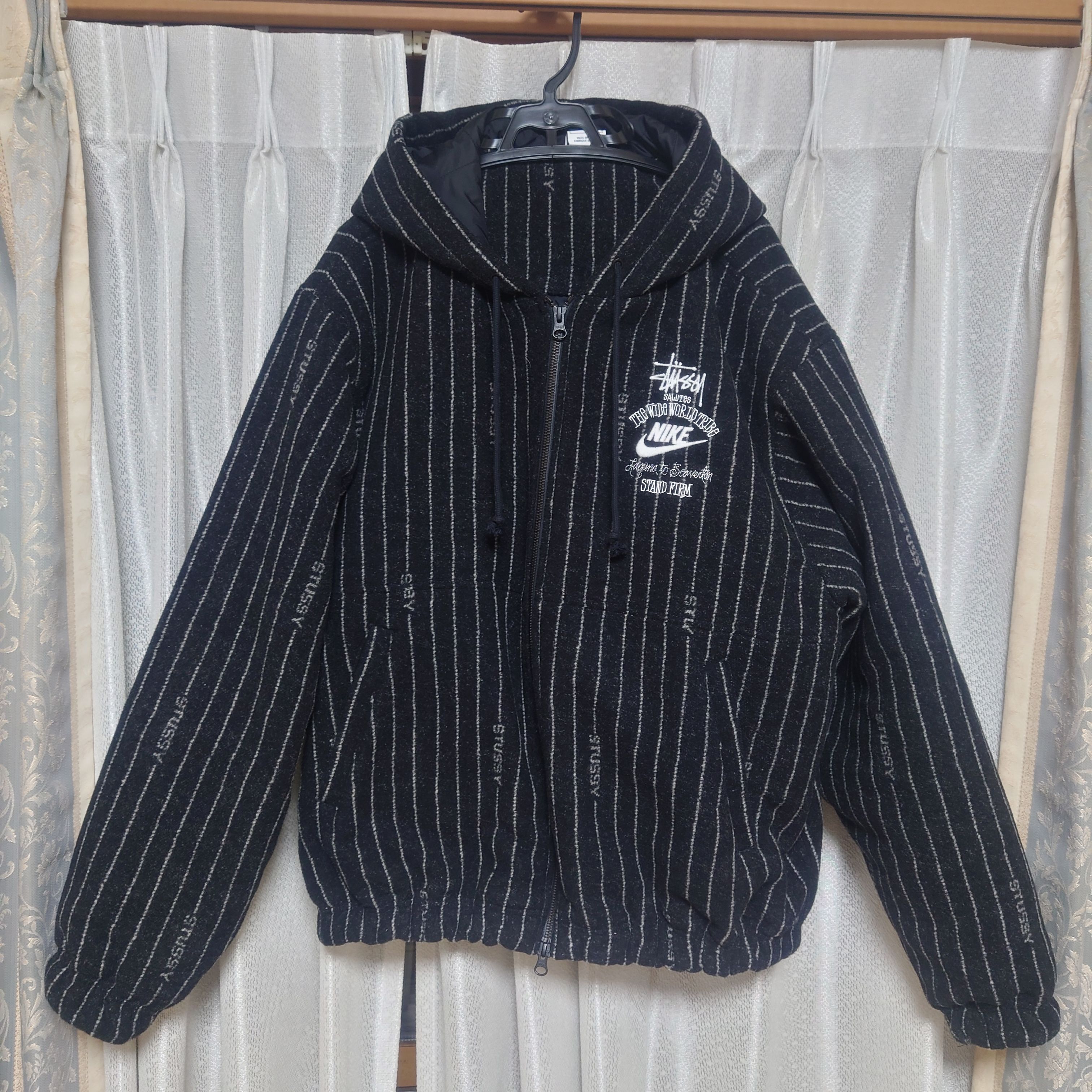 Stussy x Nike Striped Wool Jacket "Black"
