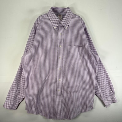古着 ブルックスブラザーズ Brooks Brothers 長袖シャツ 胸ポケ ボタンダウン L パープル系 チェック メンズ
