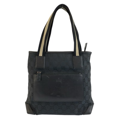 GUCCI グッチ シェリーライン ブラック 黒 GGキャンバス レザー/ トートバッグ ハンドバッグ 604297 【中古】