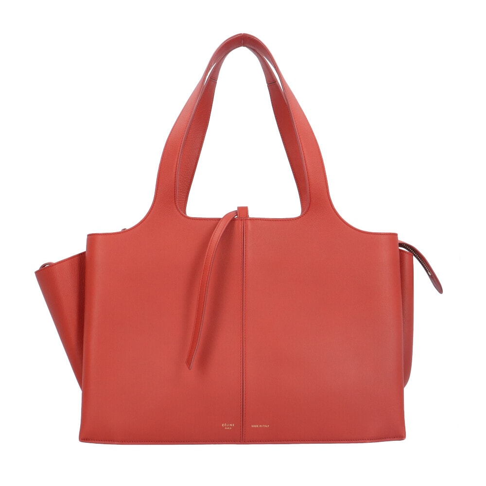 セリーヌ トライフォード ミディアム トートバッグ レザー ブラウン レディース CELINE  中古