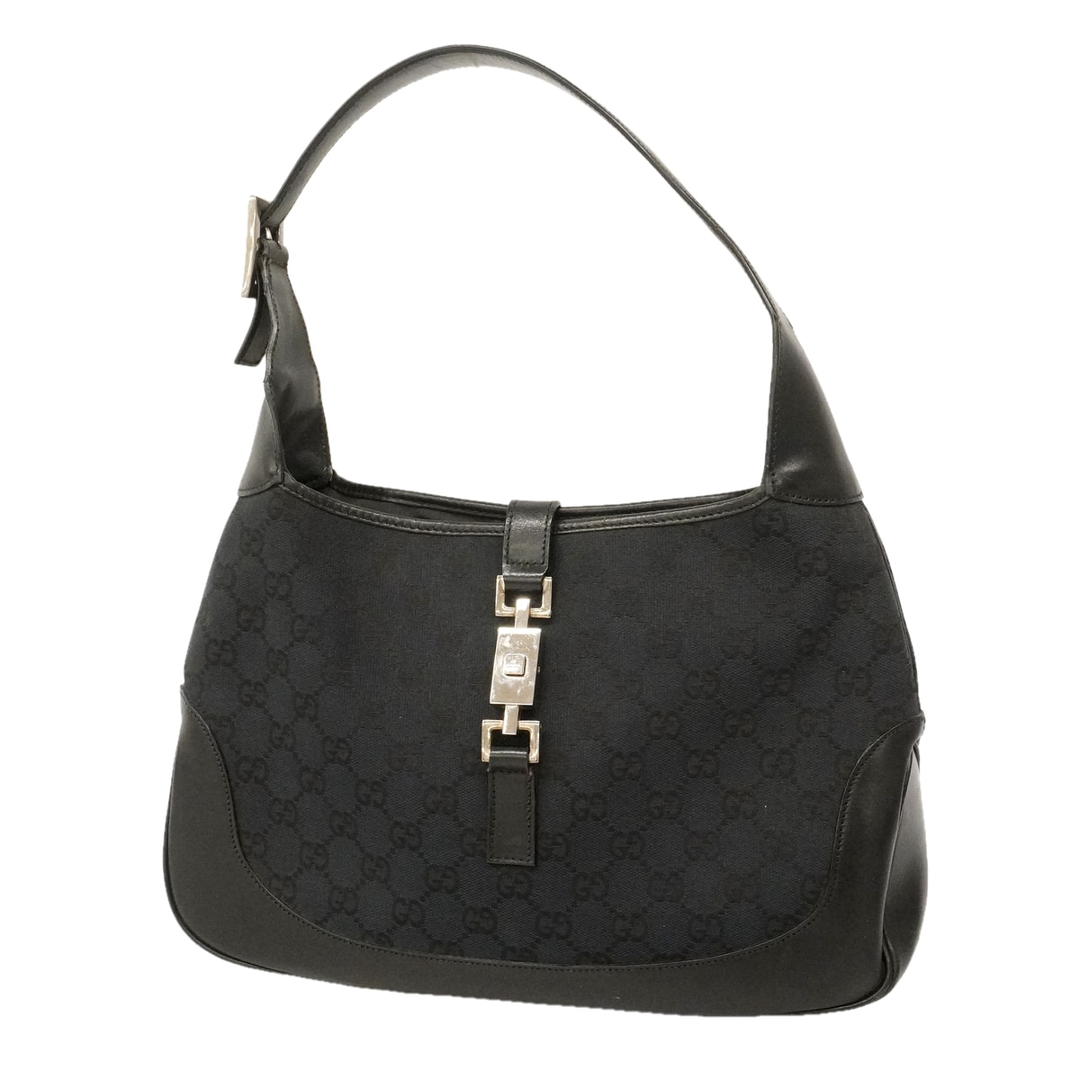 【6ke5175】グッチ ショルダーバッグ GGキャンバス/ジャッキー 001 3306 キャンバス ブラック シルバー金具【中古】レディース