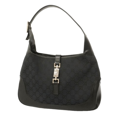 【6ke5175】グッチ ショルダーバッグ GGキャンバス/ジャッキー 001 3306 キャンバス ブラック シルバー金具【中古】レディース