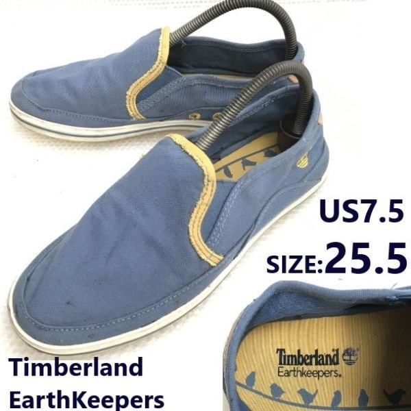 Timberland EarthKeepers/ティンバーランド★スリッポン/ヴァンプシューズ【25.5/blue/青】ローファー/sneakers/Shoes/trainers◆sG-064