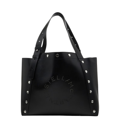 ステラマッカートニー パンチングロゴ トートバッグ ハンドバッグ ブラック レザー レディース Stella McCartney 【中古】