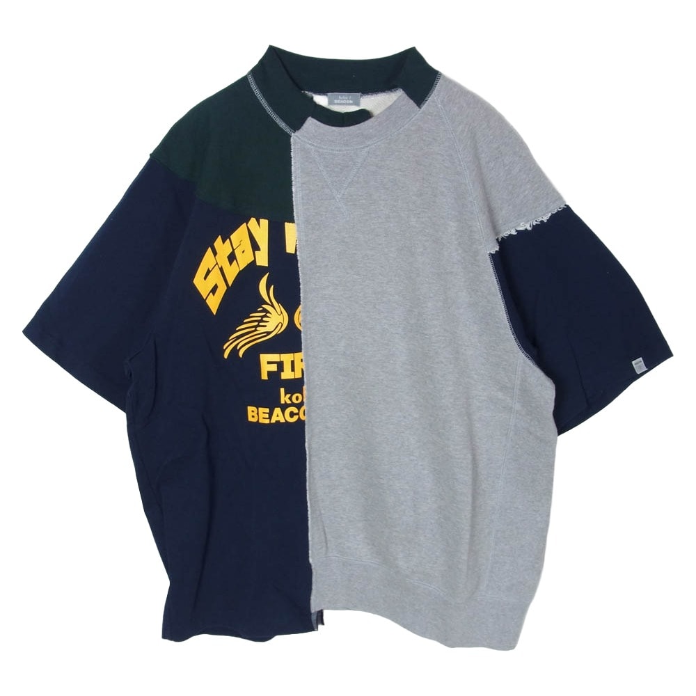 kolor カラー Tシャツ 25SS 25SBM-T10236-C 直営店限定 BEACON ビーコン スウェット切替 クレイジーパターン クルーネック 半袖 Tシャツ グレー系 ネイビー系 3【中古】