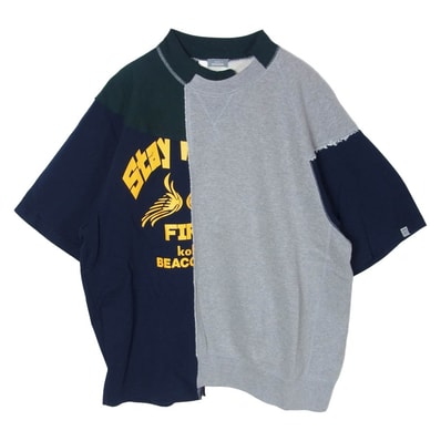 kolor カラー Tシャツ 25SS 25SBM-T10236-C 直営店限定 BEACON ビーコン スウェット切替 クレイジーパターン クルーネック 半袖 Tシャツ グレー系 ネイビー系 3【中古】