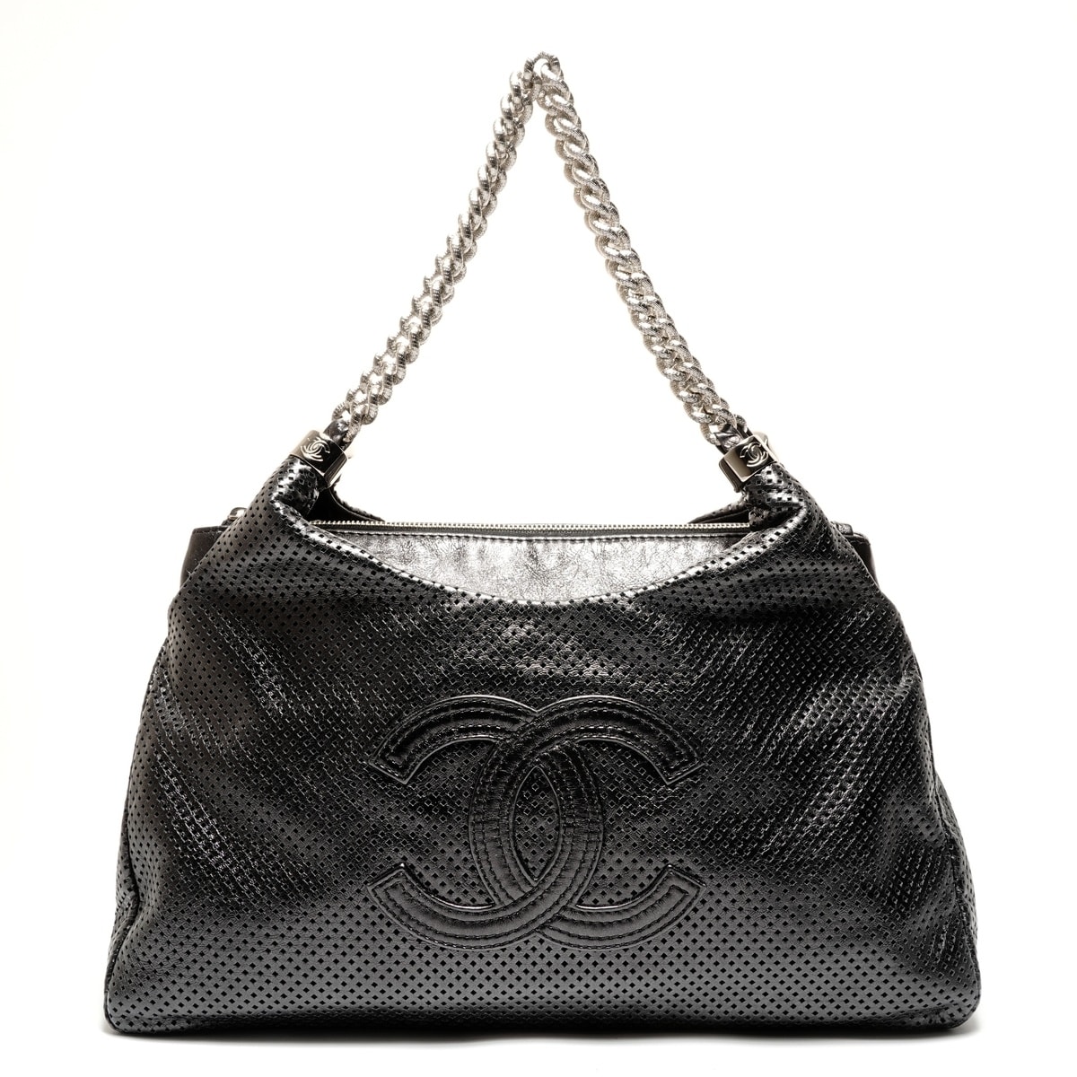 シャネル CHANEL 12番台 2008-2009 ココマーク パンチングレザー 2WAY ショルダーバッグ【中古】