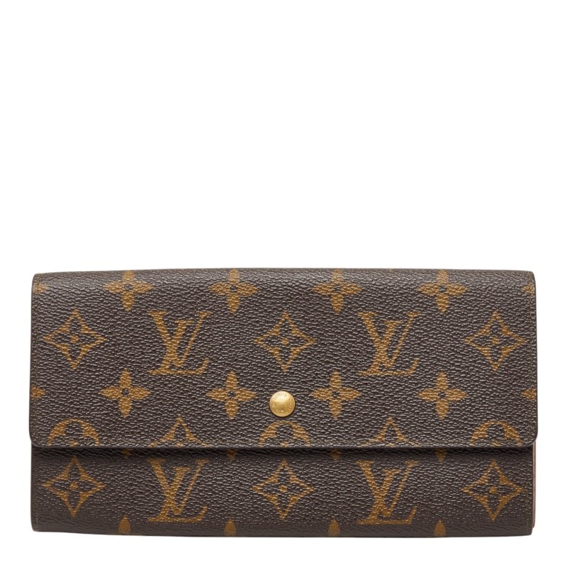 ルイ ヴィトン モノグラム ポルト モネ クレディ 長財布 札入れ M61725 ブラウン PVC レザー レディース LOUIS VUITTON 【中古】