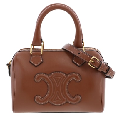 CELINE セリーヌ トリオンフ スモール ボストン ショルダーバッグ 113773DU3.04LU カーフ ブラウン レディース【中古】