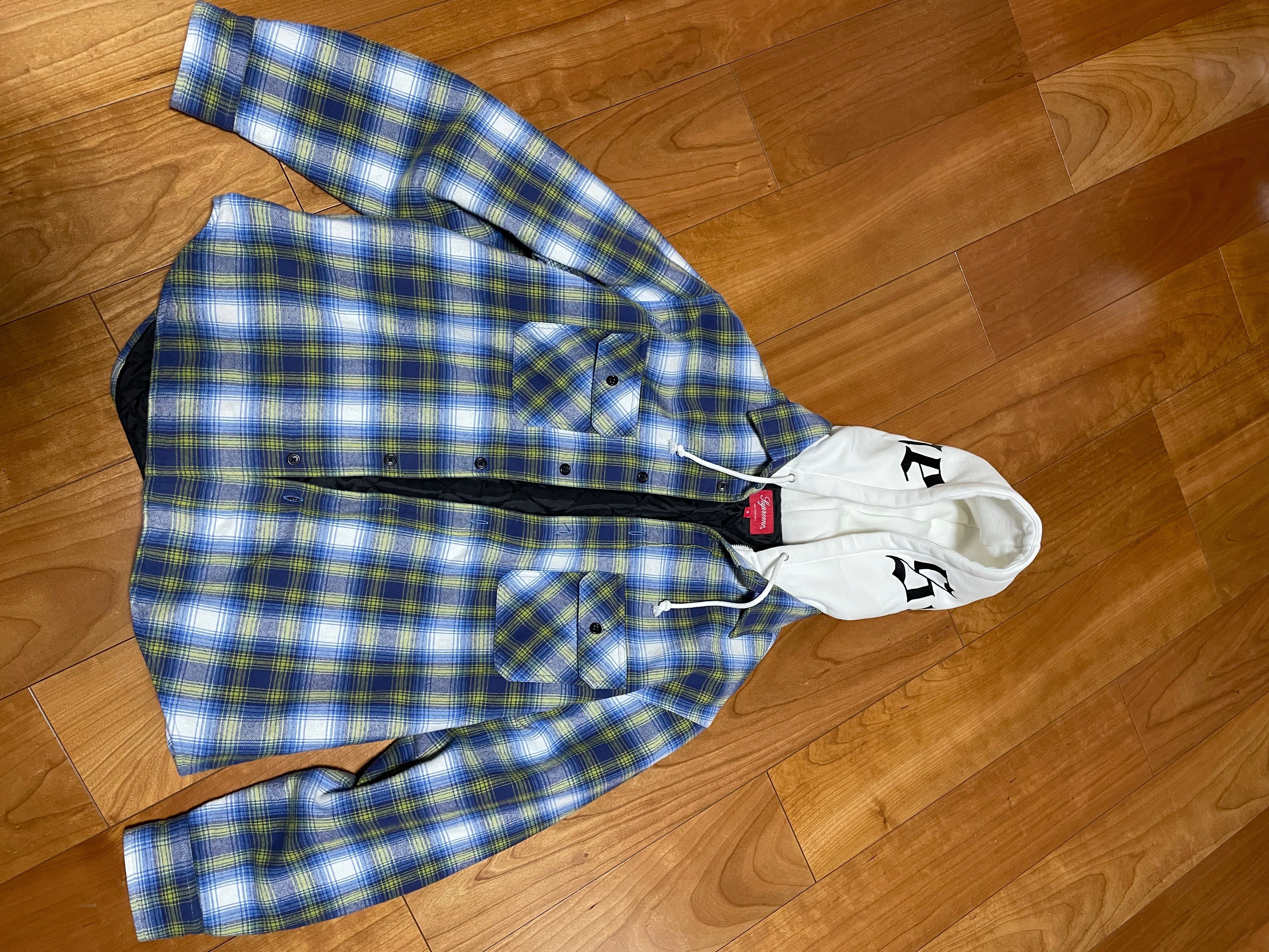 Supreme Hooded Flannel Zip Up Shirt "Blue"