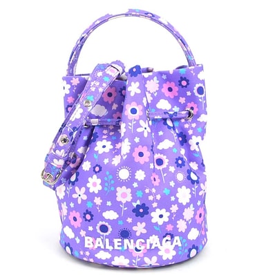 バレンシアガ BALENCIAGA ハンドバッグ ショルダーバッグ ホイールXS ナイロンキャンバス パープル×マルチカラー レディース 656682【中古】 r10552g