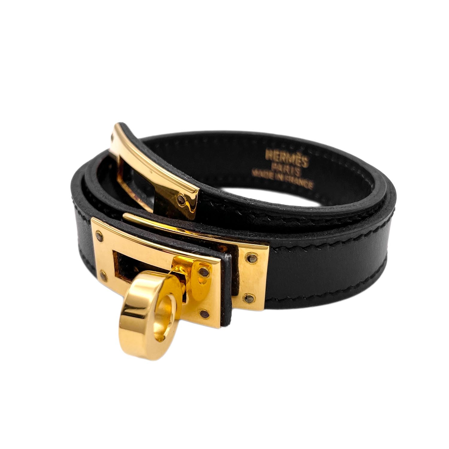 HERMES エルメス ケリー ドゥブルトゥール ブレスレット
2連 レザー メタル ブラック レディース
【中古】