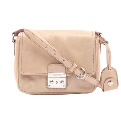 ミュウ ミュウ Miu Miu VITELLO SHINE ショルダーバッグ バッグ レザー レディース ベージュ系 【中古】