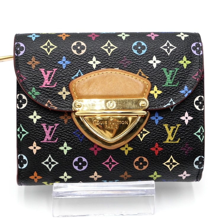 LOUIS VUITTON(ルイ・ヴィトン)ポルトフォイユ・ジョイ ヴィンテージ 三つ折り財布 コンパクトウォレット モノグラム・マルチカラー ノワール ブラック パープル ゴールド金具 レディース【中古】