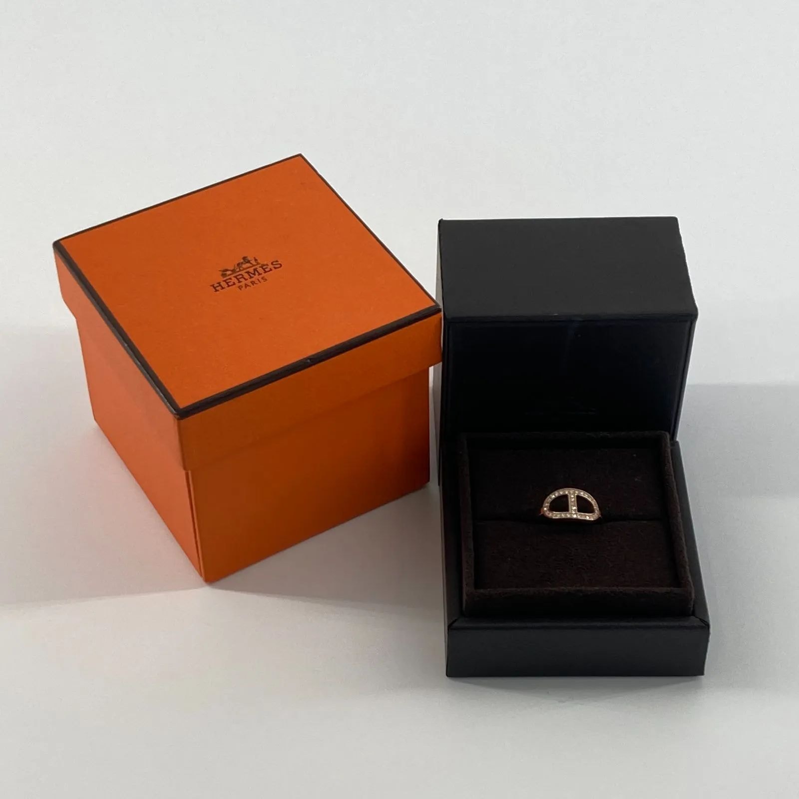 HERMES(エルメス) シェーヌダンクル コントゥール MM ダイヤリング Au750(PG) 3.2g #51 ゴールド