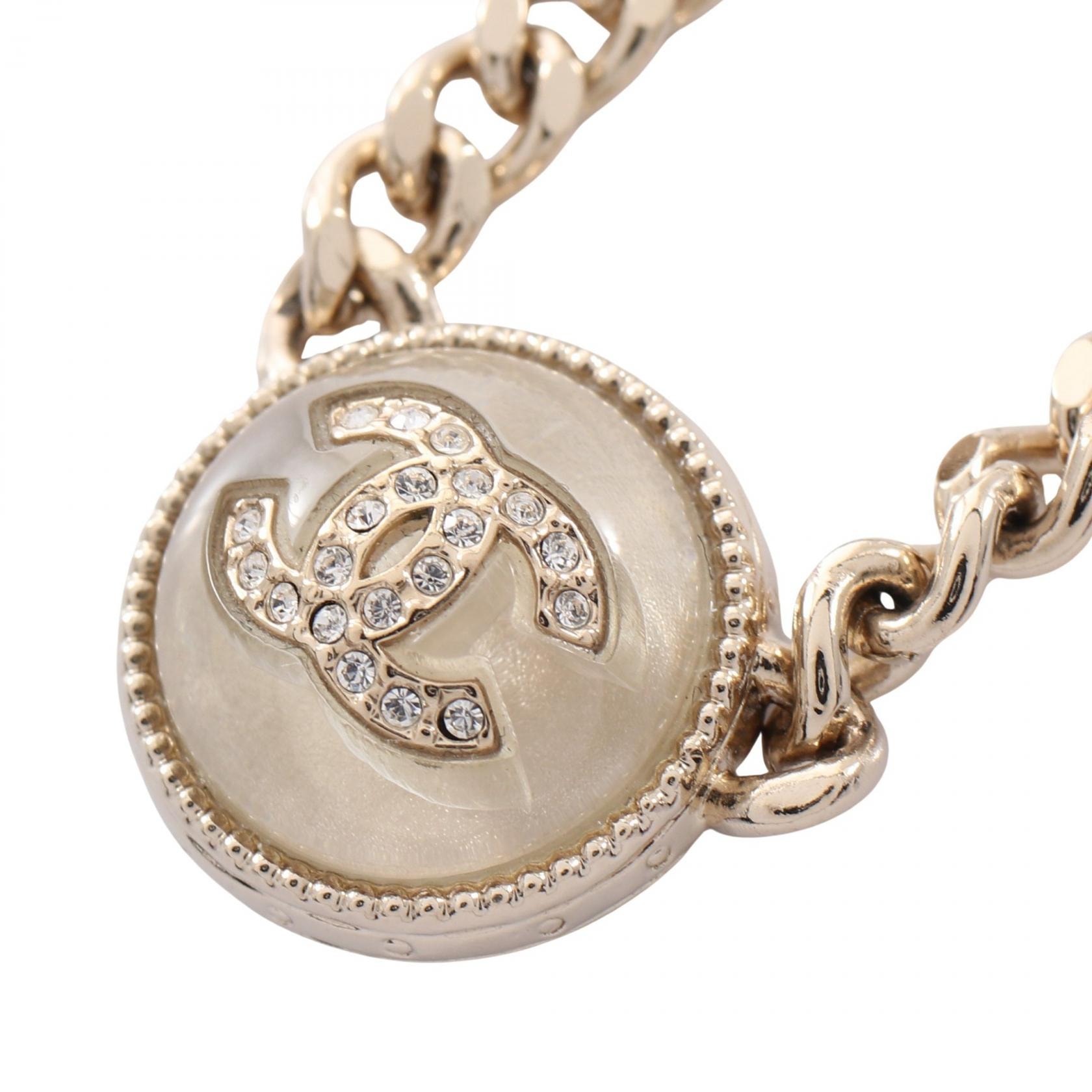 シャネル CHANEL ココマーク サークル ネックレス ジュエリー GP(ゴールドメッキ) ラインストーン レディース ゴールド系 A22C 【中古】