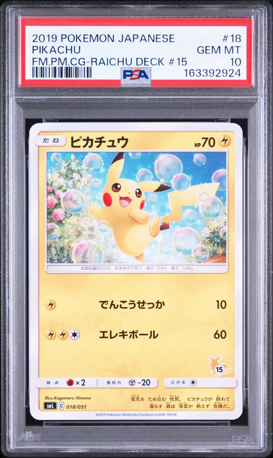 PSA10】ピカチュウ (15)[SML 018/051](サン&ムーン「ファミリー