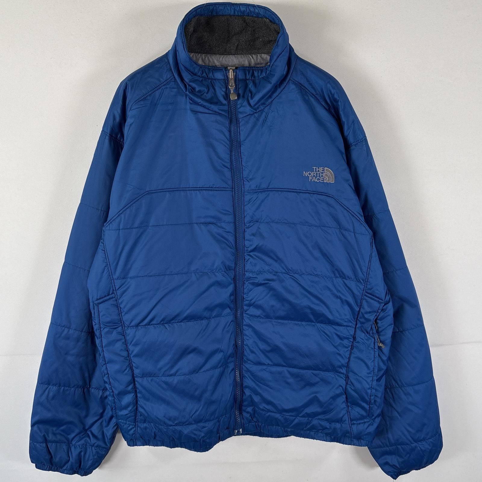 古着 ザ・ノースフェイス THE NORTH FACE ナイロンジャケット 中綿 ワンポイントロゴ アウトドア フルジップ L  ブルー メンズ