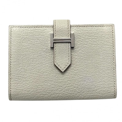 HERMES エルメス カードケース ベアンカードケース パスケース 名刺入れ メンズ レディース U刻印 レザー アイボリー シルバー金具 ユニセックス 2022年【中古品】