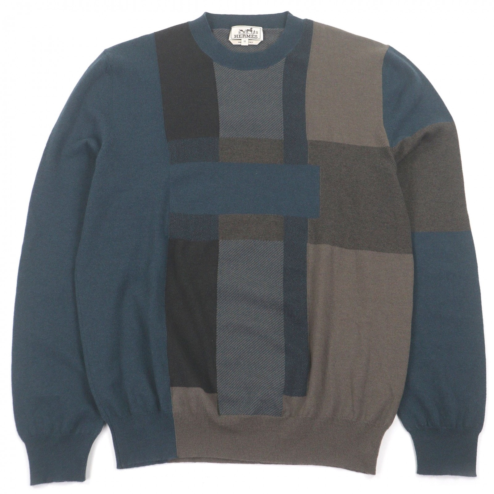 極美品 エルメス ニット ブルー メンズ M