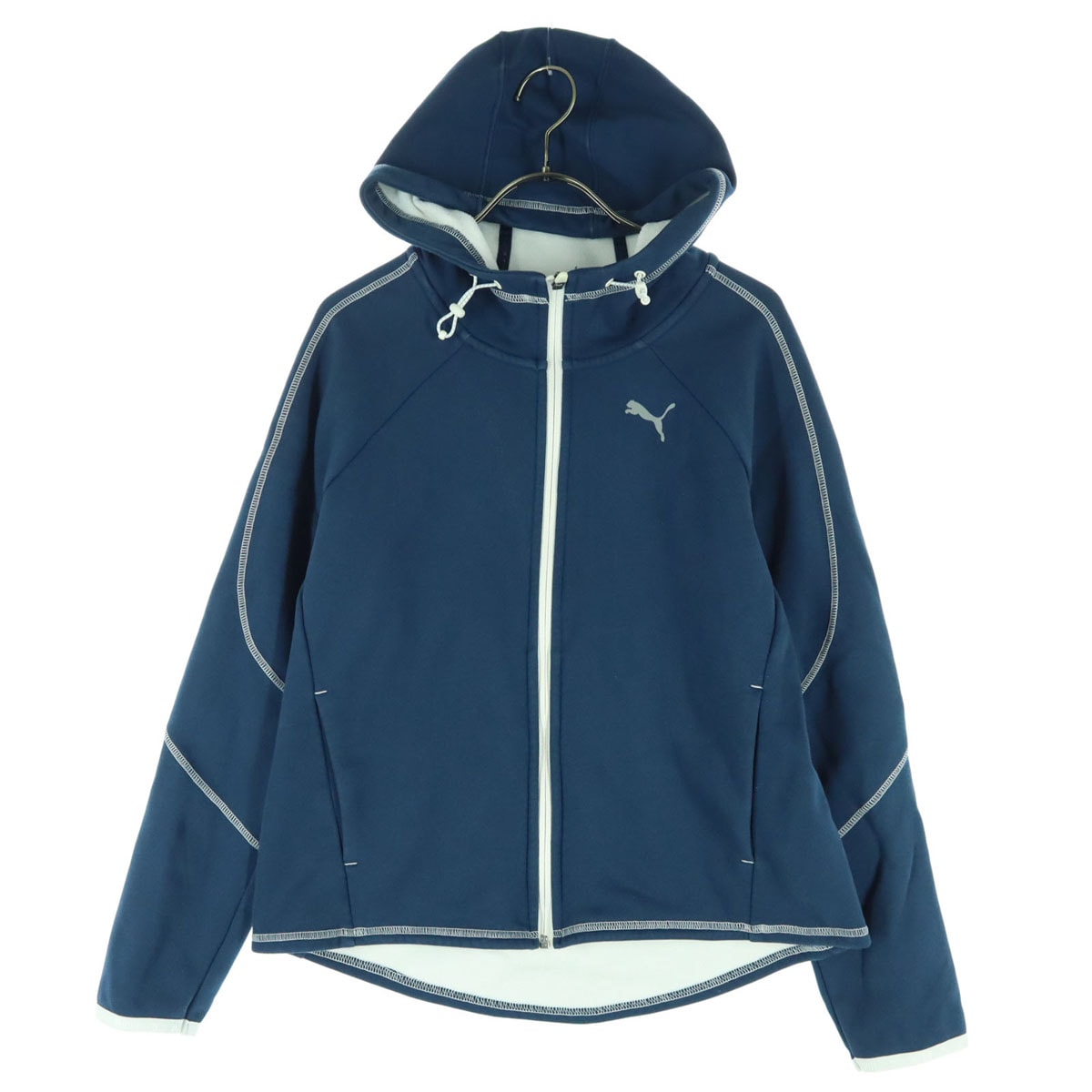 PUMA プーマ ワンポイントロゴ 長袖 フーディジャケット M ブルー