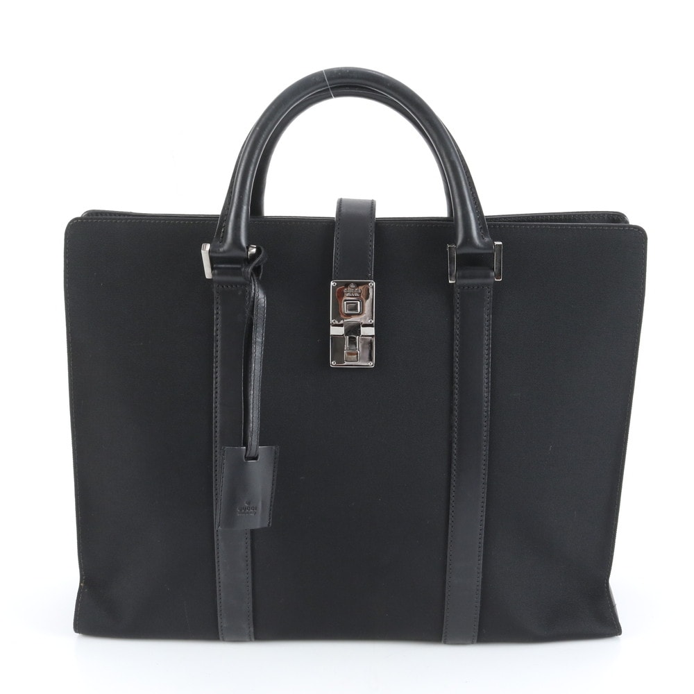 ■極美品 グッチ114262 ビジネス バッグ レザー×キャンバス