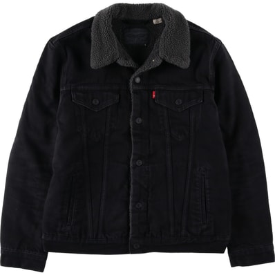 古着 リーバイス Levi's 中綿入り ブラックデニムボアジャケット メンズL相当/eaa645707