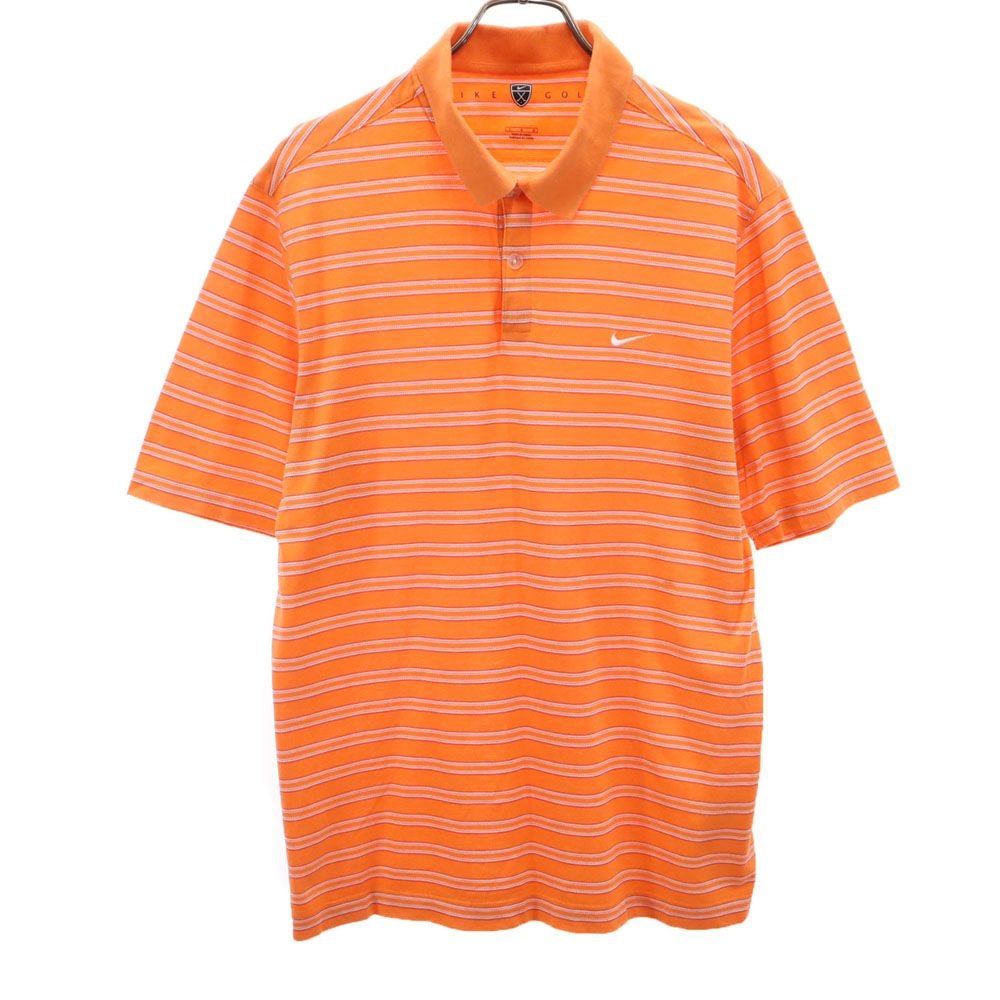 NIKE GOLF ナイキゴルフ ボーダー柄 ゴルフ 半袖 ポロシャツ L オレンジ系