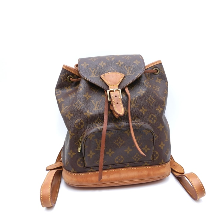 LOUIS VUITTON(ルイ・ヴィトン)モンスリMM ヴィンテージ リュックサック バックパック モノグラム ブラウン ヌメ革 ゴールド金具 M51136 レディース【中古】