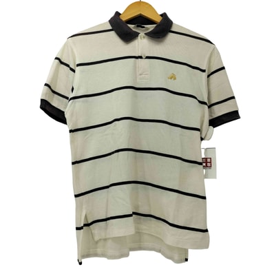 90s USA製 GOLDEN FLEECE 金羊 刺繍 鹿の子 ピケ ボーダー ポロシャツ【1142574834267】