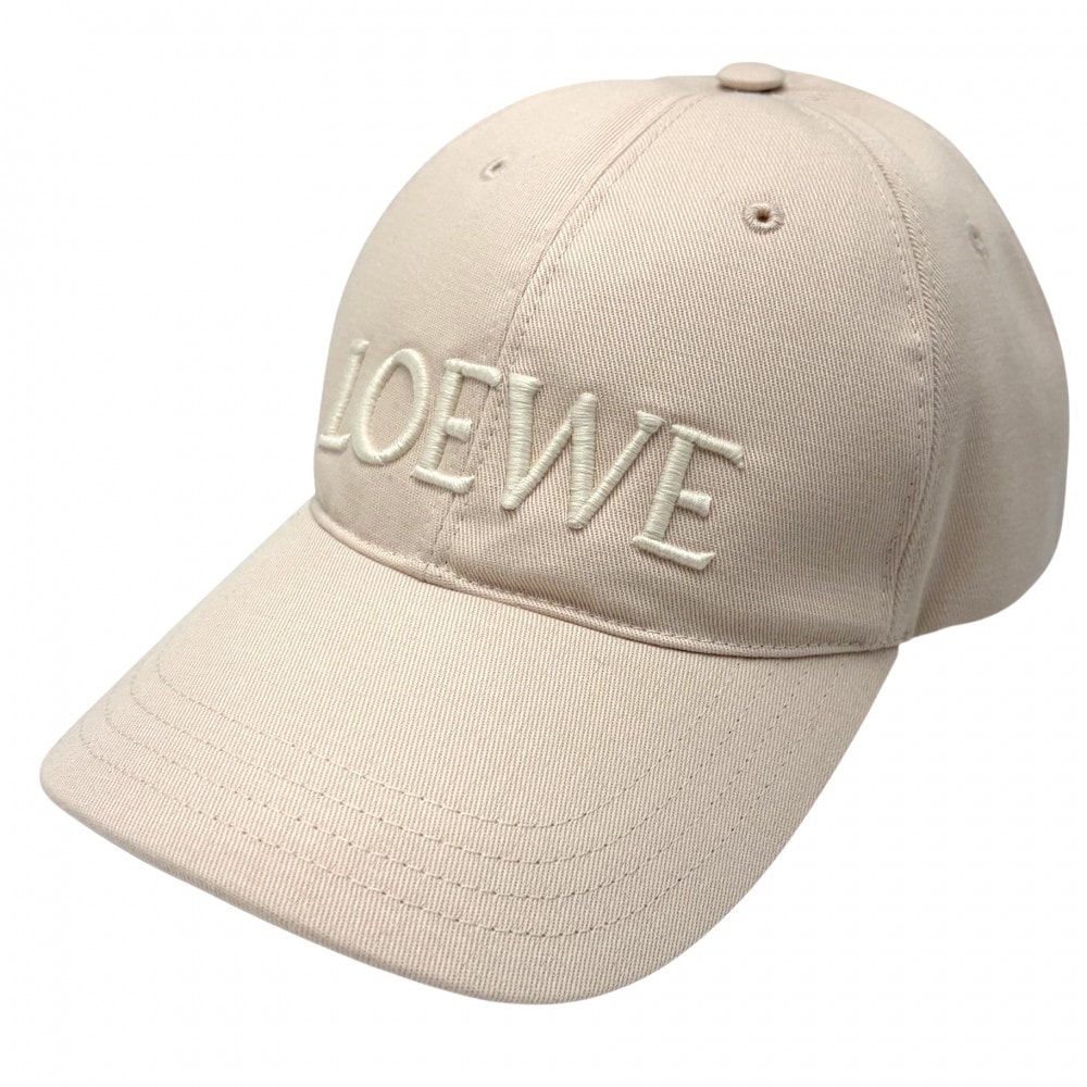 LOEWE ロエベ 帽子 コットンキャップ 刺繍 ベースボールキャップ ファッションアイテム K820358X68 コットン    ピンク系 シルバー金具 レディース【中古品】