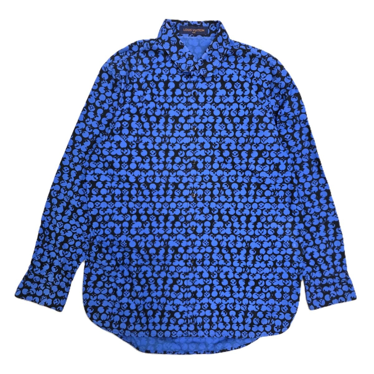 LOUIS VUITTON ルイ・ヴィトン 19AW パーフォレーテッド モノグラムパターンシャツ 総柄 長袖シャツ RM192MORSHHS20W M コットン ブルー ブラック メンズ【中古】