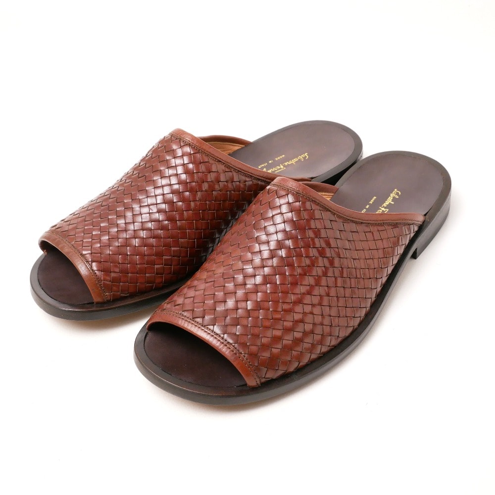■美品■Salvatore Ferragamo サルヴァトーレフェラガモ サンダル ウーブンレザー スライドサンダル ブランド古着【中古】20260918/RB0830