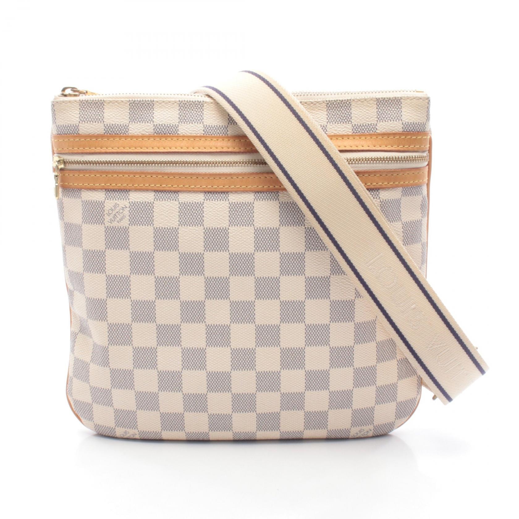 ルイ・ヴィトン LOUIS VUITTON ポシェットボスフォール ショルダーバッグ バッグ PVCコーティングキャンバス レザー ダミエ・アズール レディース ホワイト系 N51112 【中古】