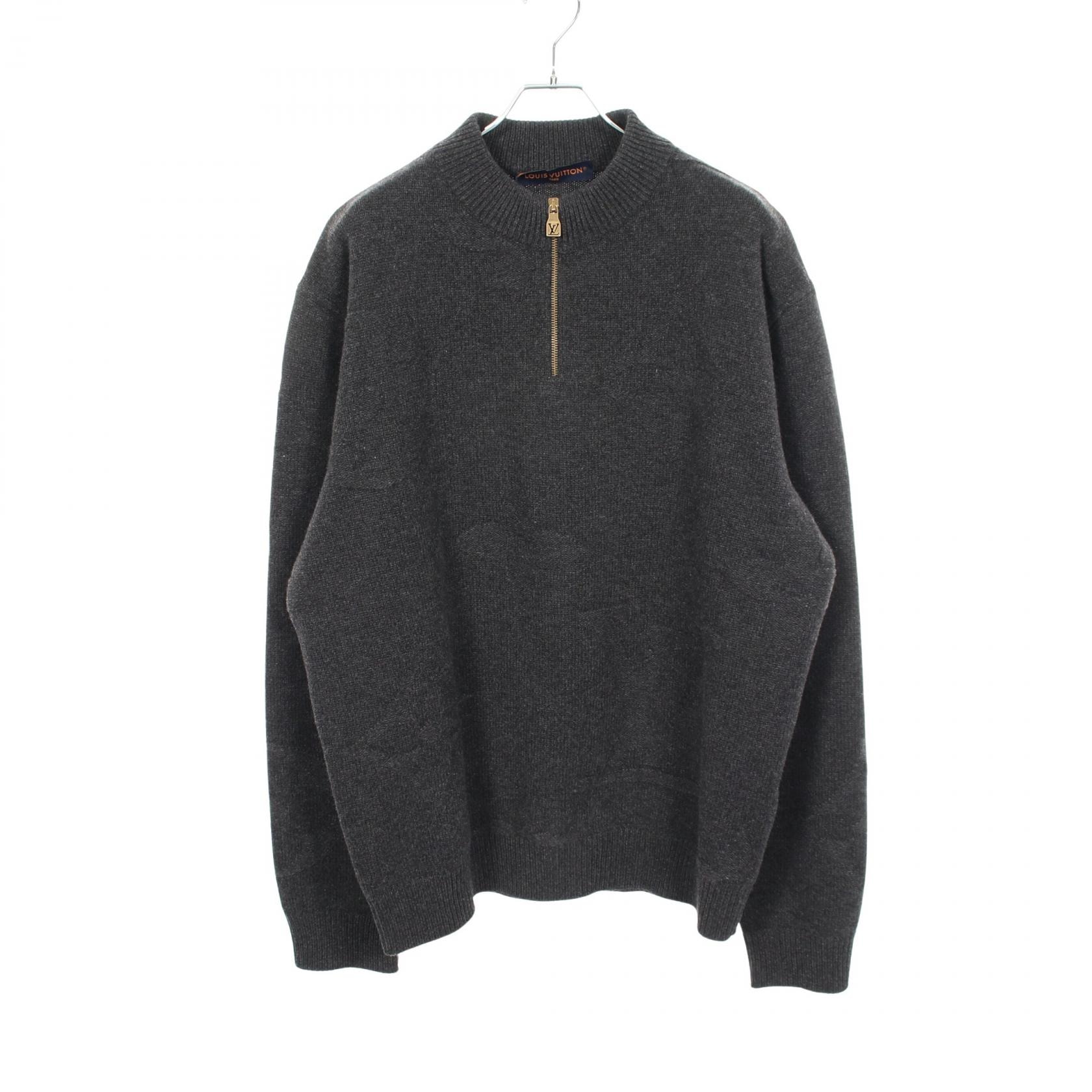 ルイ・ヴィトン LOUIS VUITTON モノグラム ジャカード ハーフジップ ニット 衣料品 トップス ウール グレー レディース グレー系 RM251M9 NOSbHSN04W 【中古】