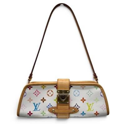 LOUIS VUITTON 美品 ルイヴィトン シャーリー モノグラムマルチカラー ブロン M40049 2way ショルダーバッグ クラッチバッグ PVC レザー MI0016 ホワイト ハンドバッグ LV ABランク 中古 鑑定済 ヴィトンバッグ
