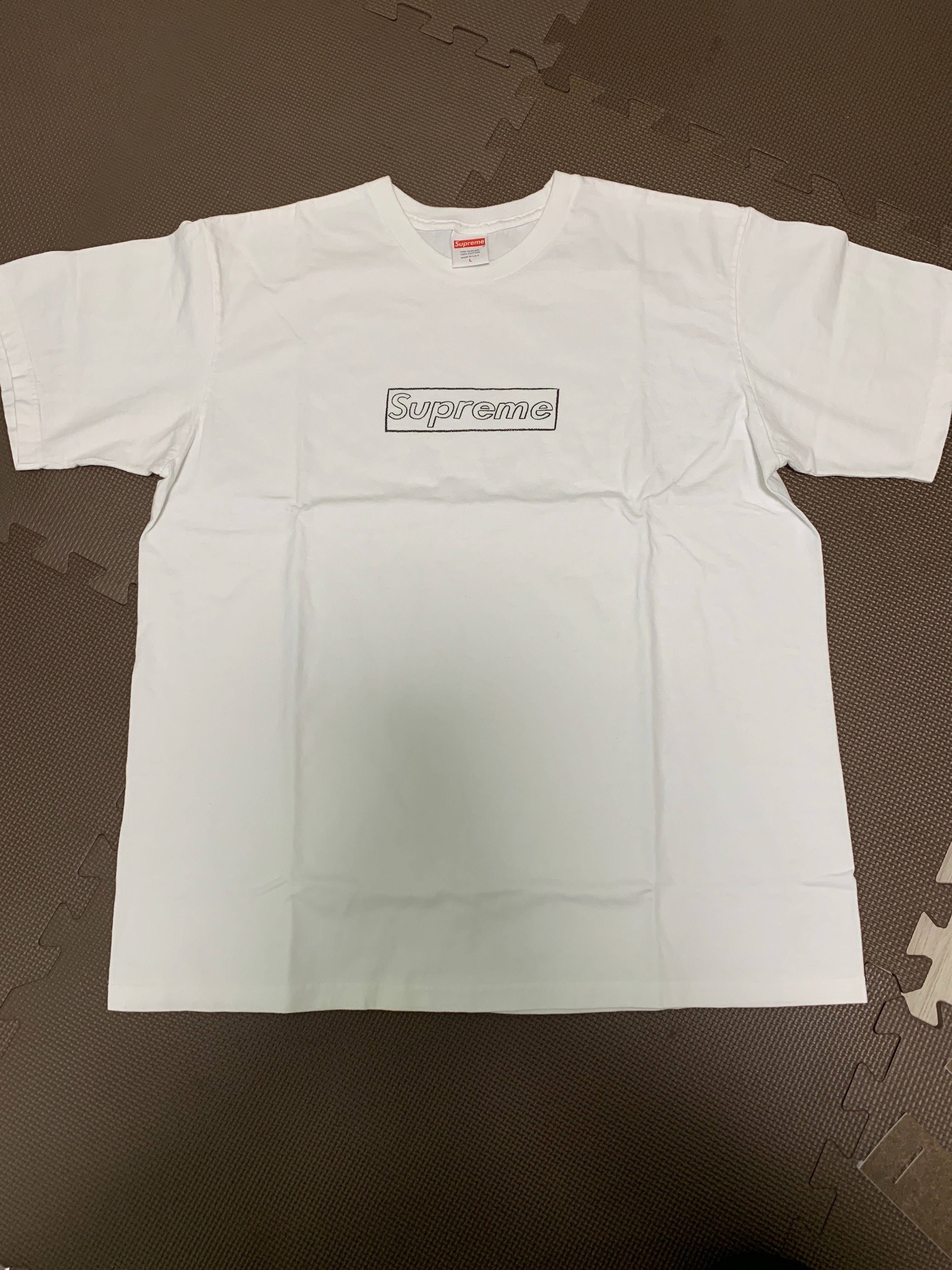 Supreme KAWS Chalk Logo Tee "White"