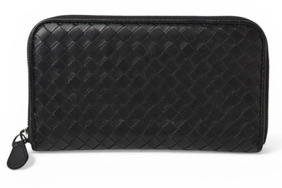 ボッテガヴェネタ 財布 BOTTEGA VENETA 長財布/ラウンドファスナー式 イントレチャート ブラック【中古】
